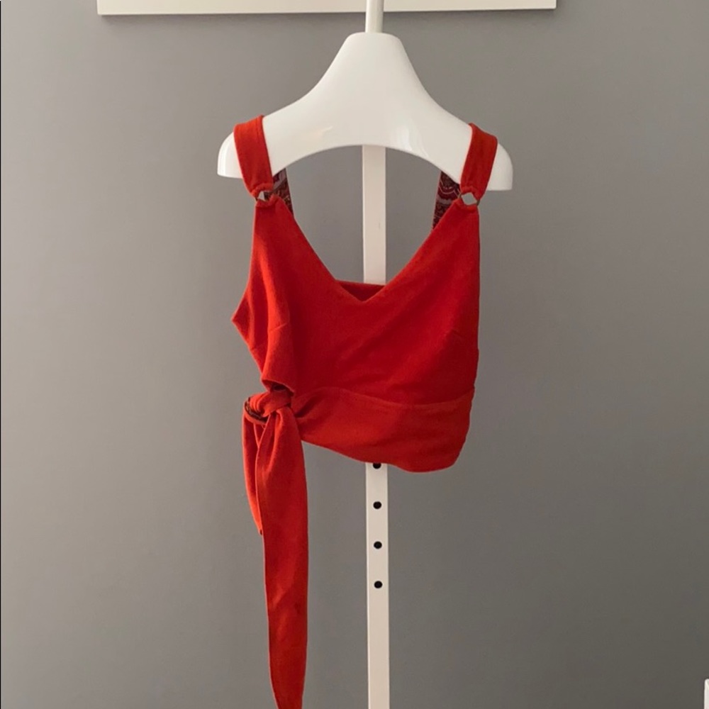 Blood orange cropped knot tank top